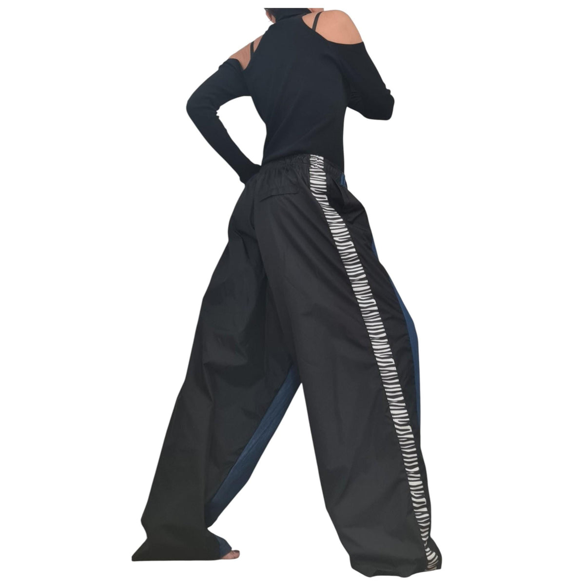 Extravagant Deconstructed Denim Harem Pants, Streetwear Style