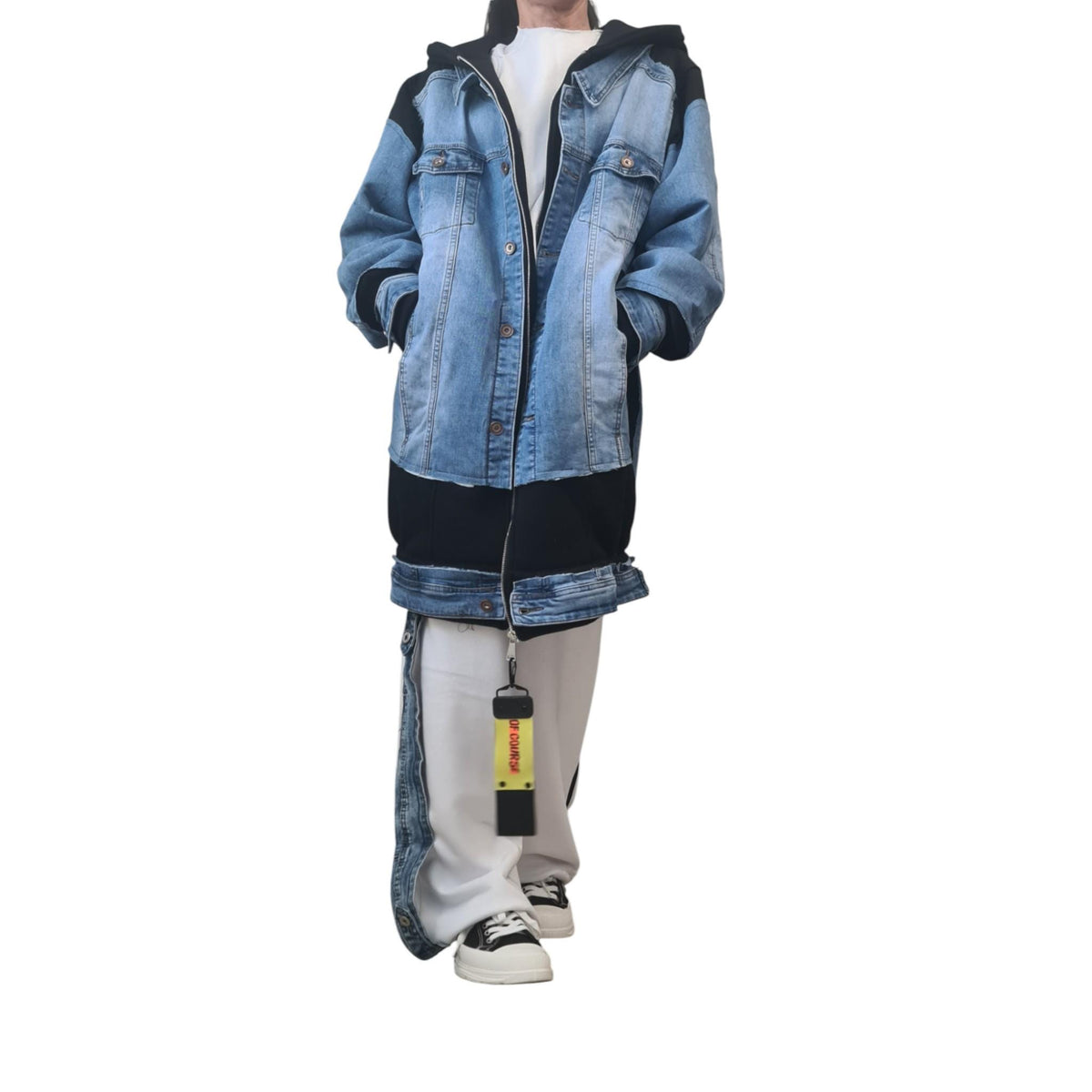 Oversized Hoodie Jacket, Denim Patchwork, Avant Garde Streetwear, Deconstructed Hoodie Women