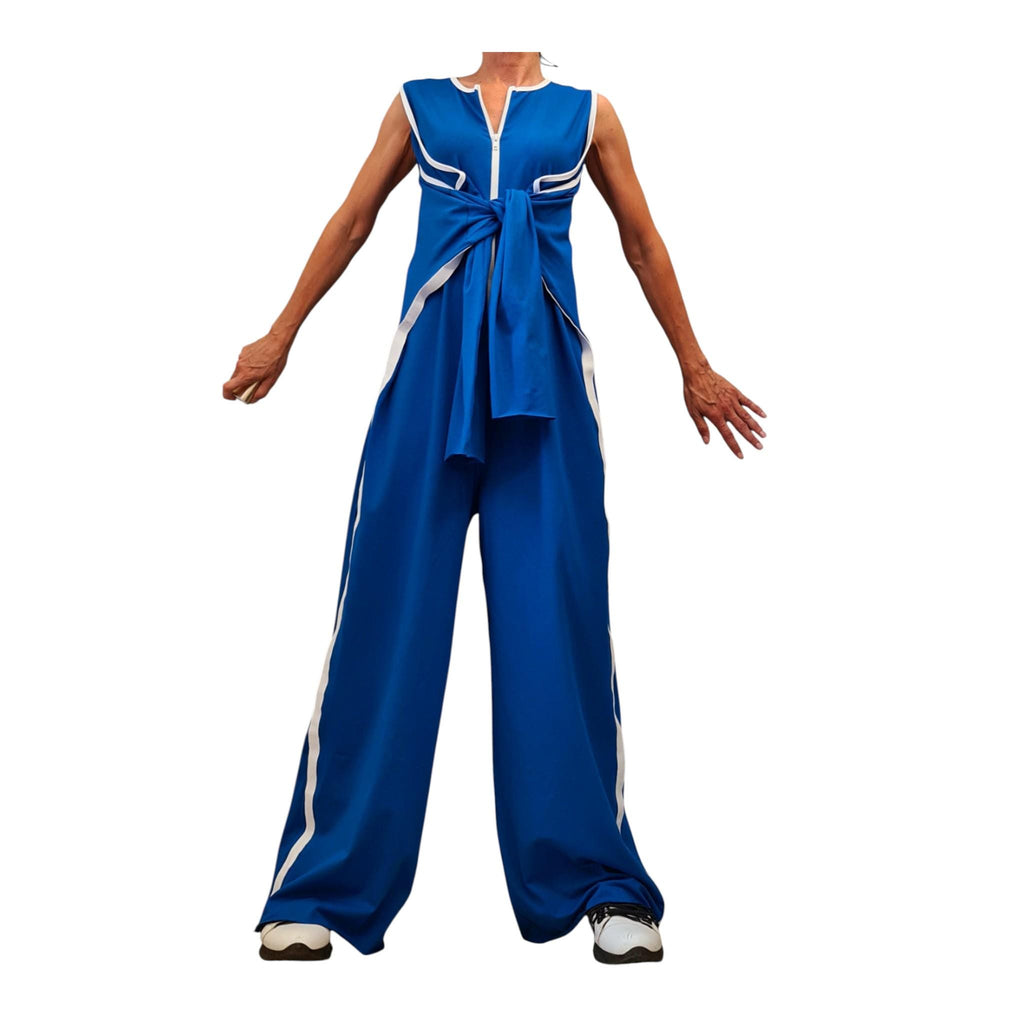 Blue Wide Leg Jumpsuit, Harem Overall, Sleeveless Design, Asymmetric Clothing, Plus Size Outfit