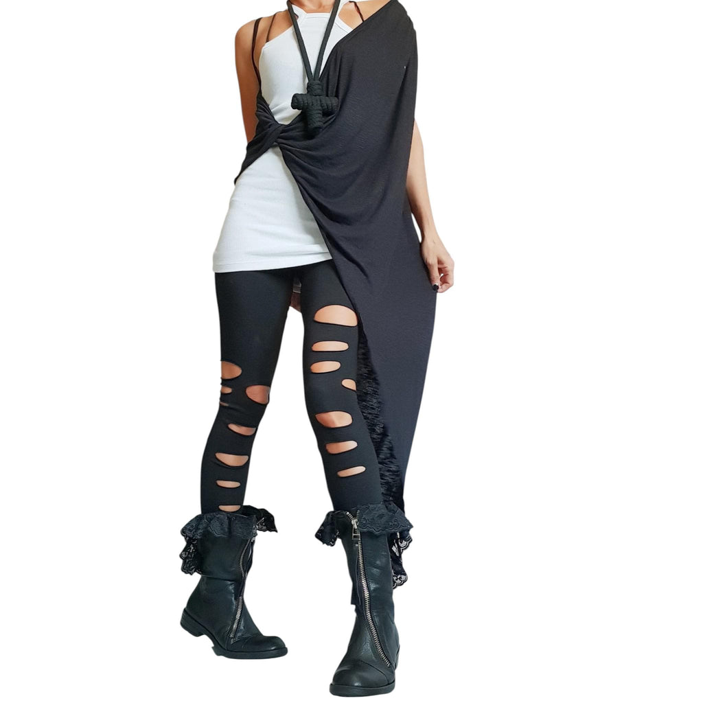 Asymmetric Avant Garde Tunic Top, Deconstructed Gothic Clothing