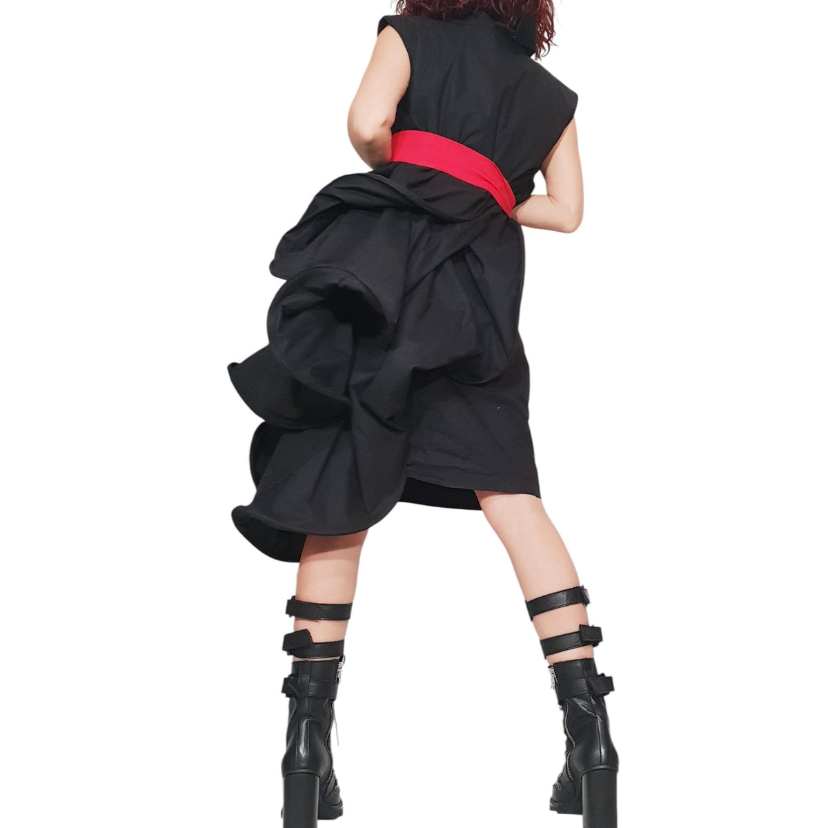 Asymmetric Cocktail Black Dress, Gothic Wedding or Ball Dress