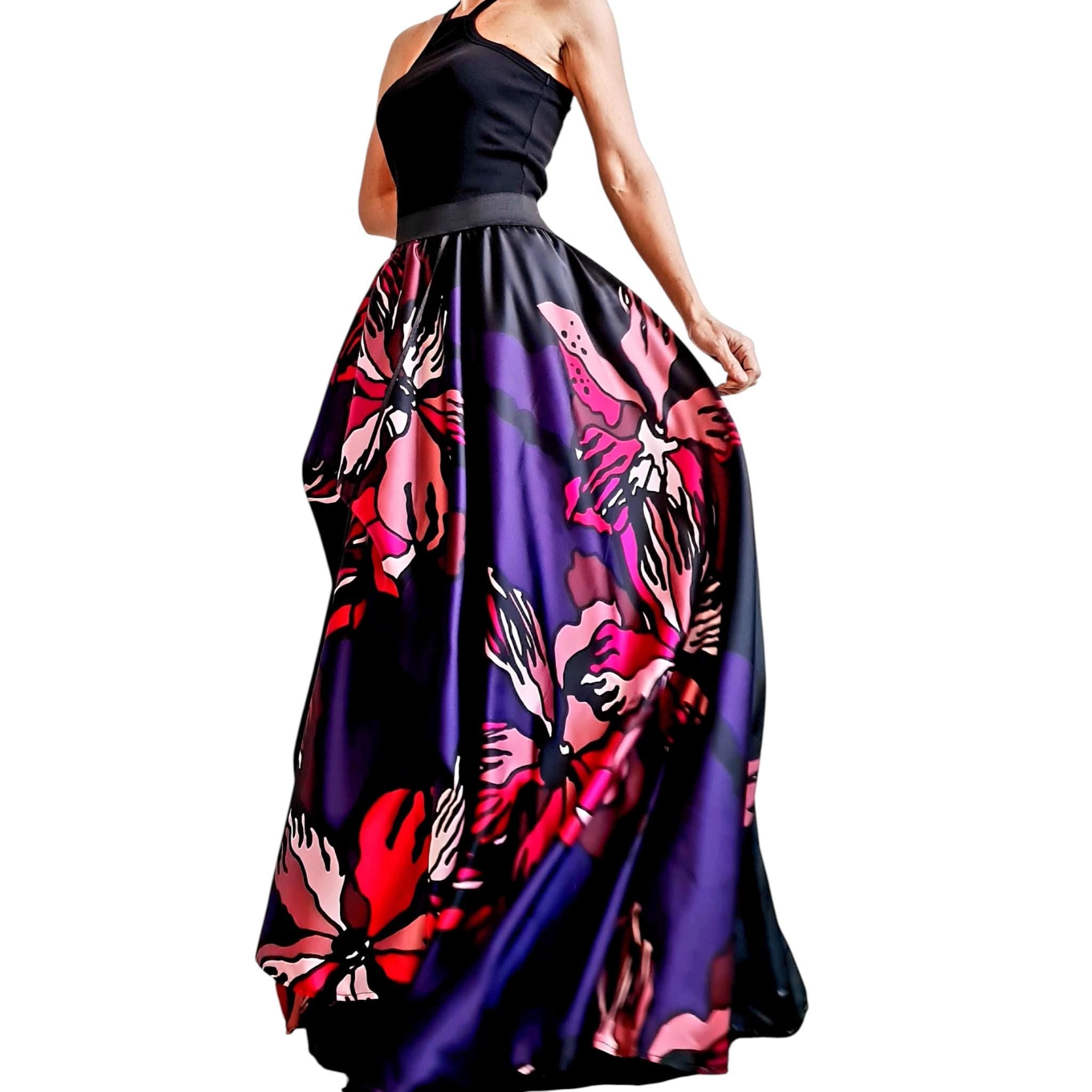 Satin Floral Tulle Bottom, Avant Garde Cocktail Artwear, Statement Party Piece