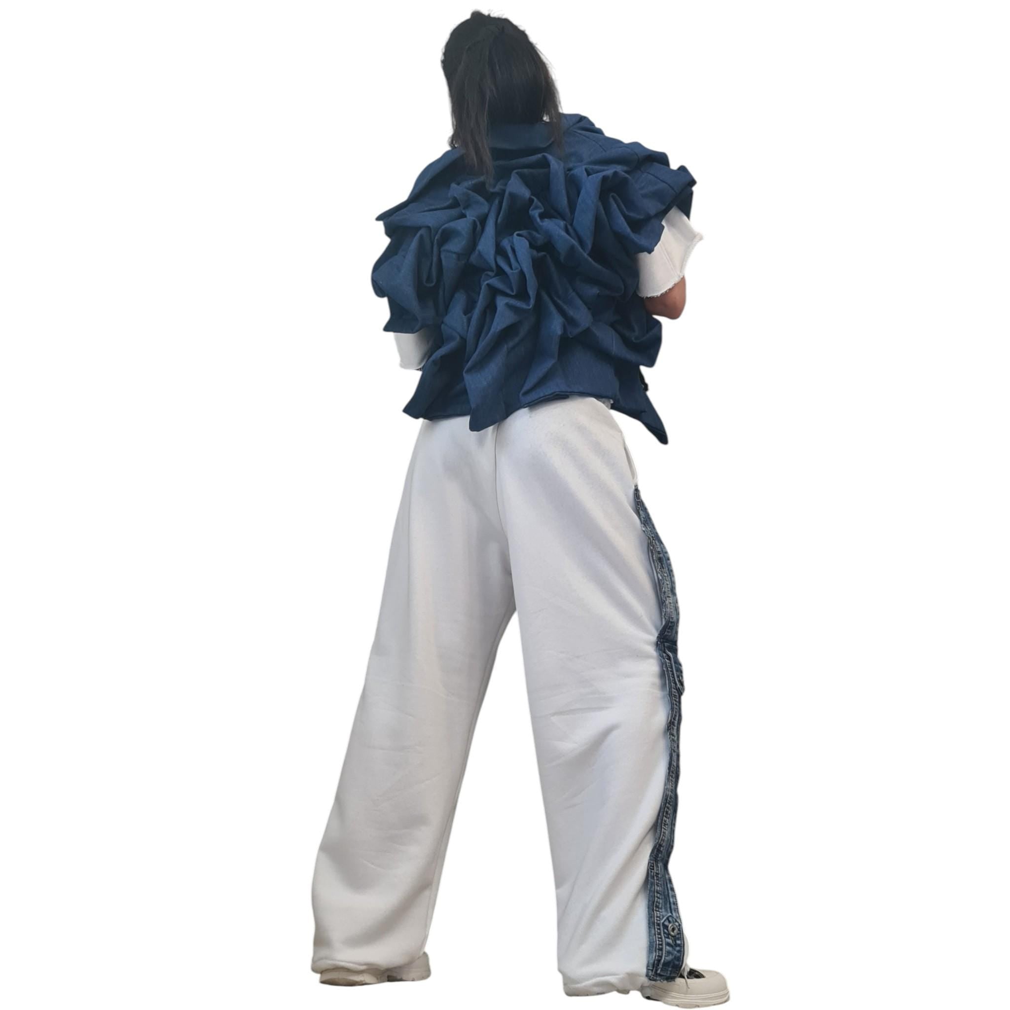 Asymmetric Denim Jacket, Cropped Avant Garde Outerwear, Deconstructed Short Jacket, Plus Size Clothing