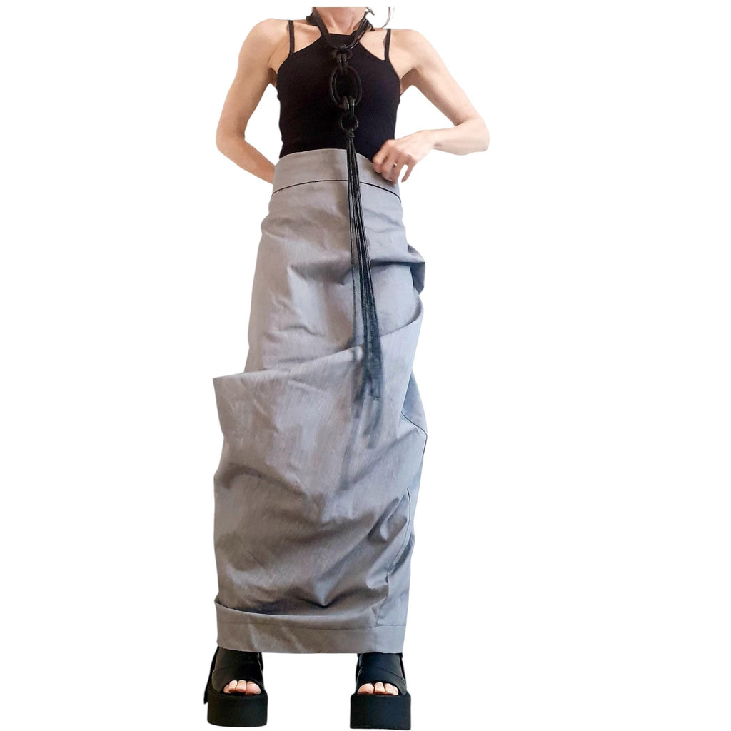 Asymmetric Wrap Maxi Skirt, Gothic A-Line Cocktail Skirt