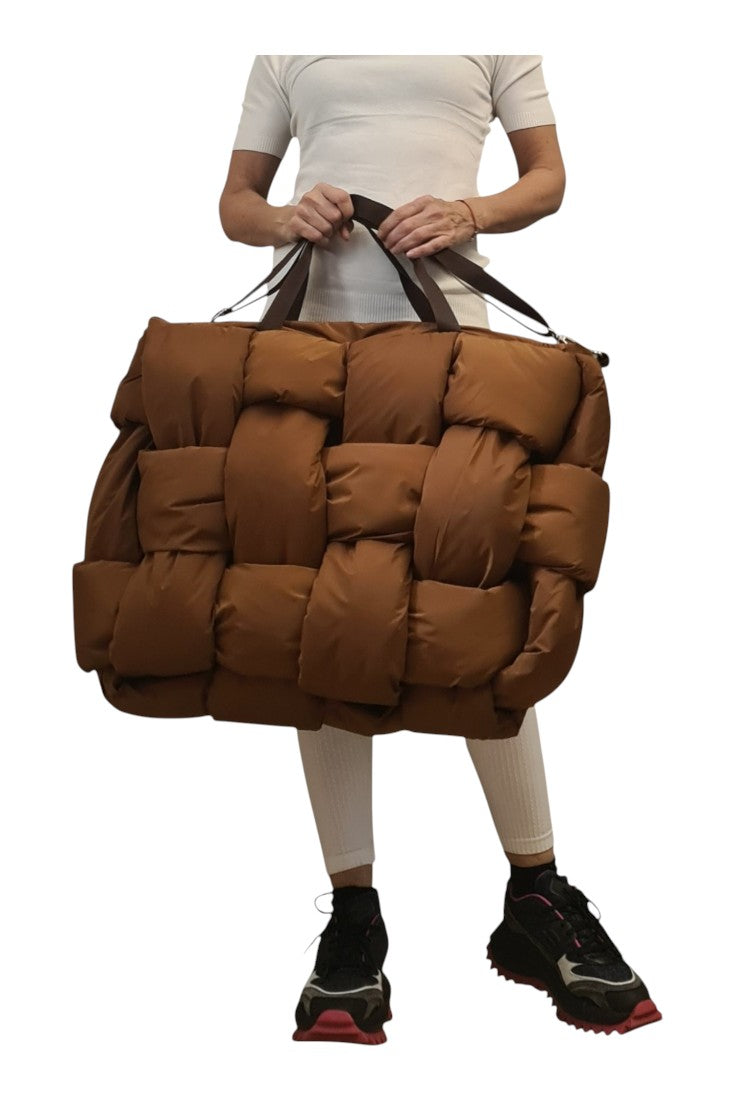 Avant Garde Brown Puffer Tote Bag – Sculptural Handmade Statement Bag