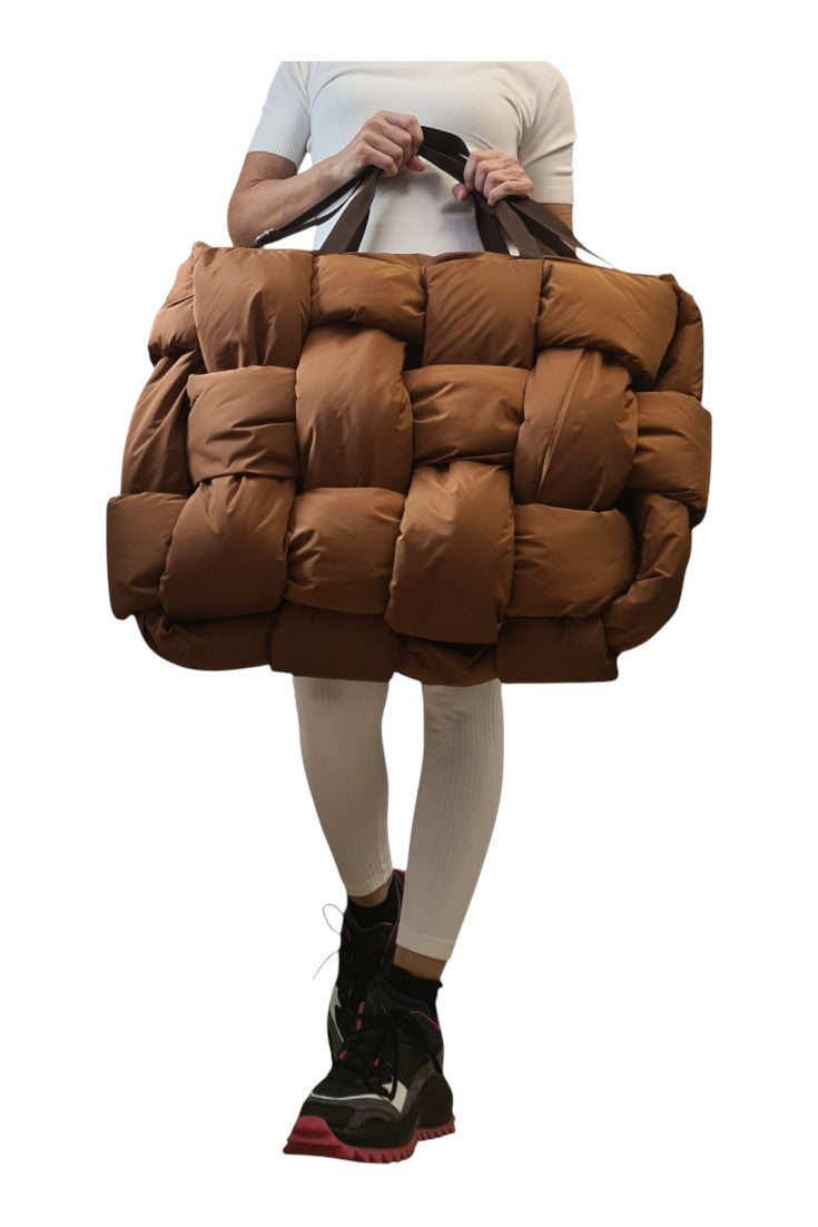 Avant Garde Brown Puffer Tote Bag – Sculptural Handmade Statement Bag