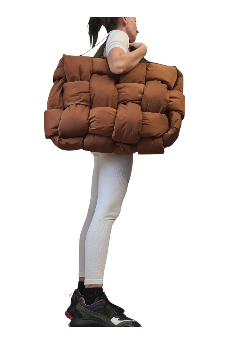 Avant Garde Brown Puffer Tote Bag – Sculptural Handmade Statement Bag