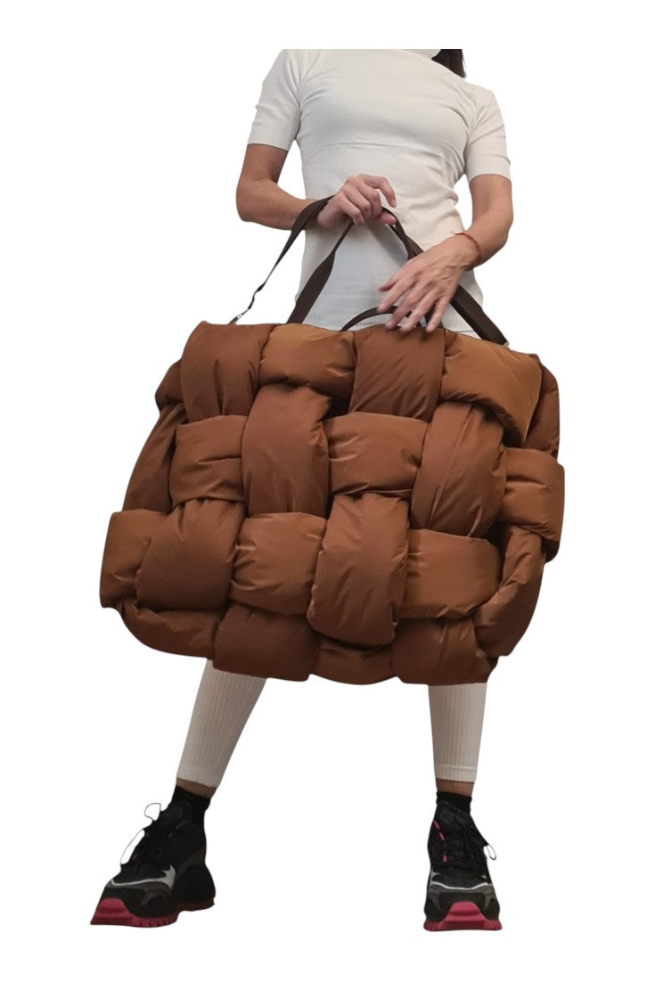 Avant Garde Brown Puffer Tote Bag – Sculptural Handmade Statement Bag