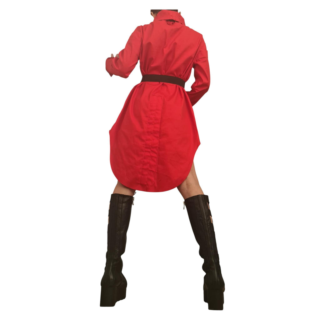 Red Asymmetric Shirt, Designer Oversized Tunic Avant Garde Clothing, Dress for Women