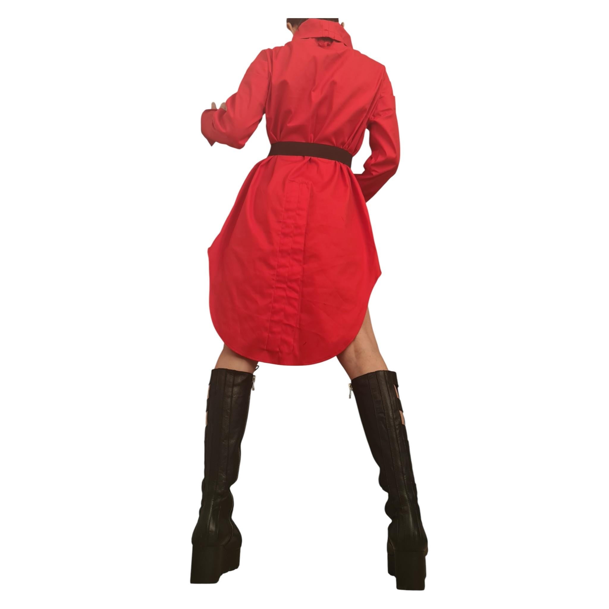 Red Asymmetric Shirt, Designer Oversized Tunic Avant Garde Clothing, Dress for Women