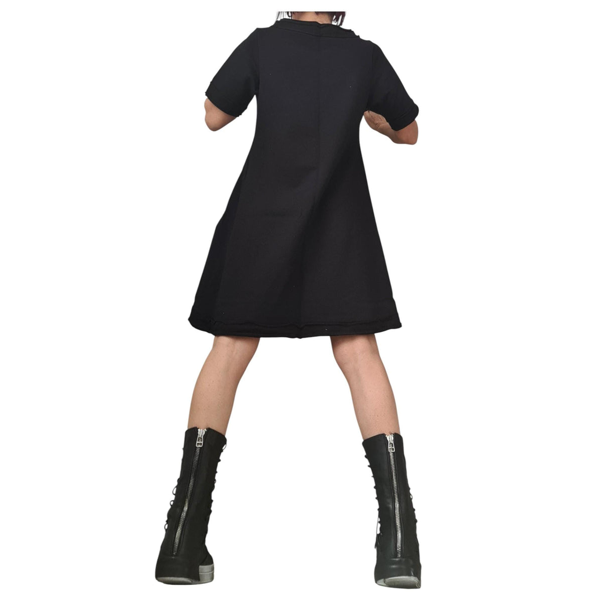 Black Gothic Boots, Grunge Leather Sneakers, Rave Zipper Women Booties