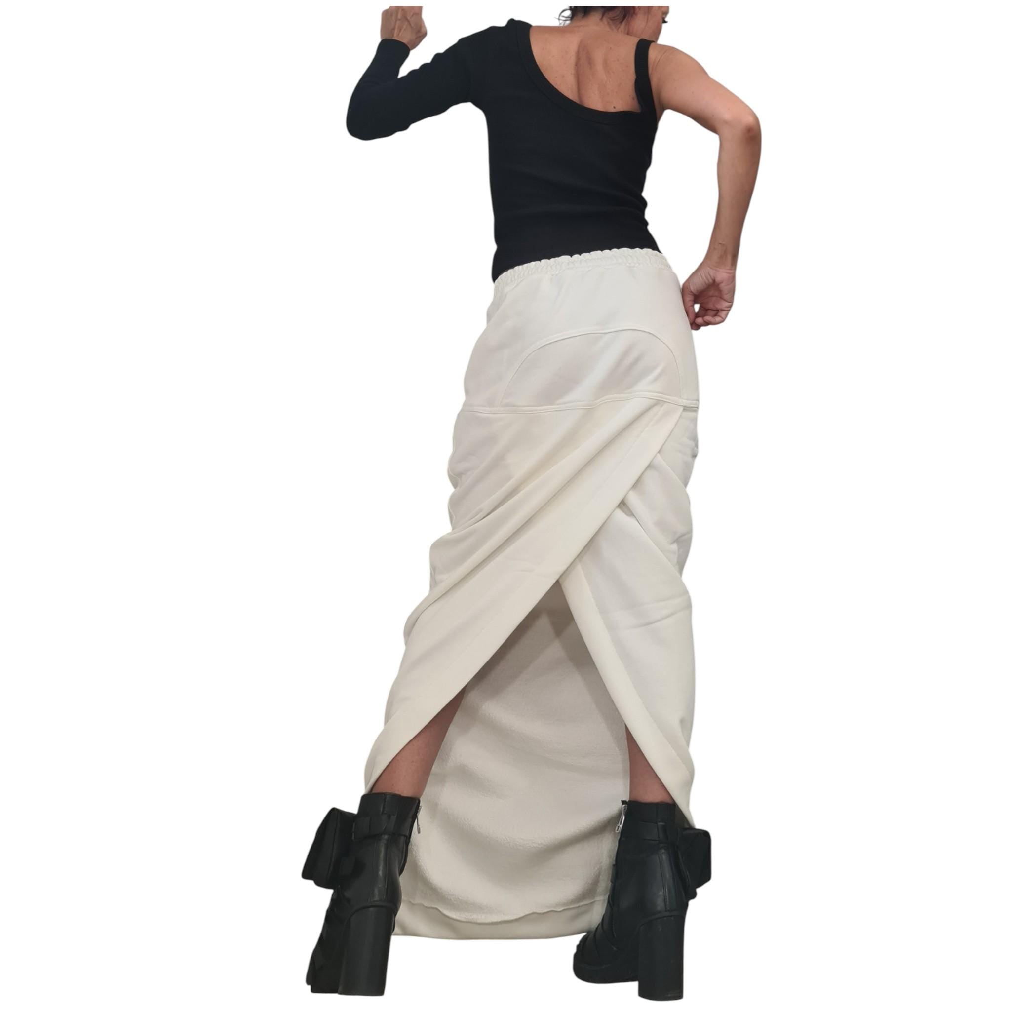 New collection White Extravagant Cotton Skirt, A Line Skirt, Long Slit Skirt, Gothic Skirt, Asymmetric Skirt, Sexy Skirt
