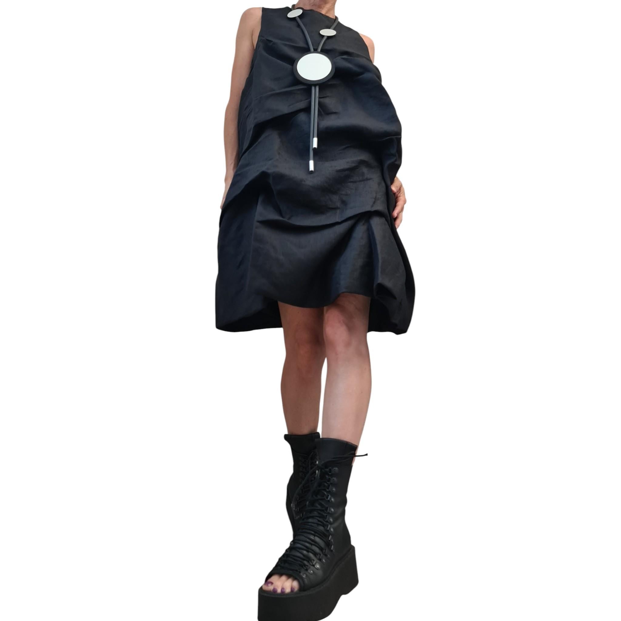 Black Linen Dress for Women, Gothic Sleeveless Dress, Loose Tunic, Plus Size Asymmetric Clothing