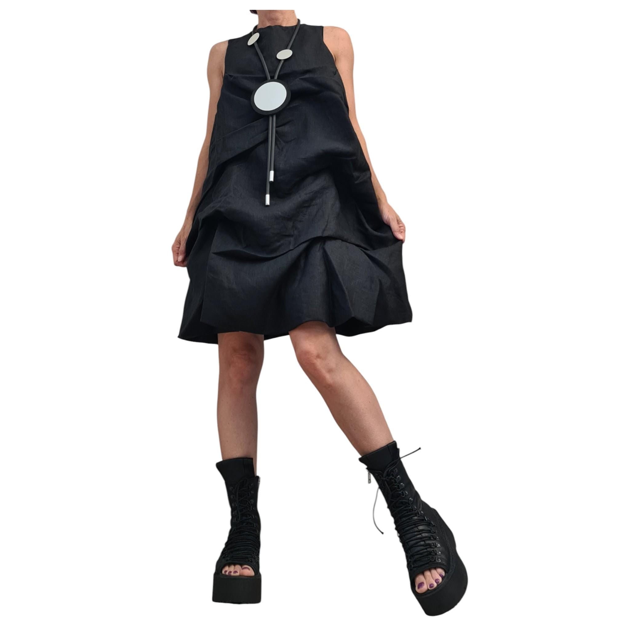 Black Linen Dress for Women, Gothic Sleeveless Dress, Loose Tunic, Plus Size Asymmetric Clothing