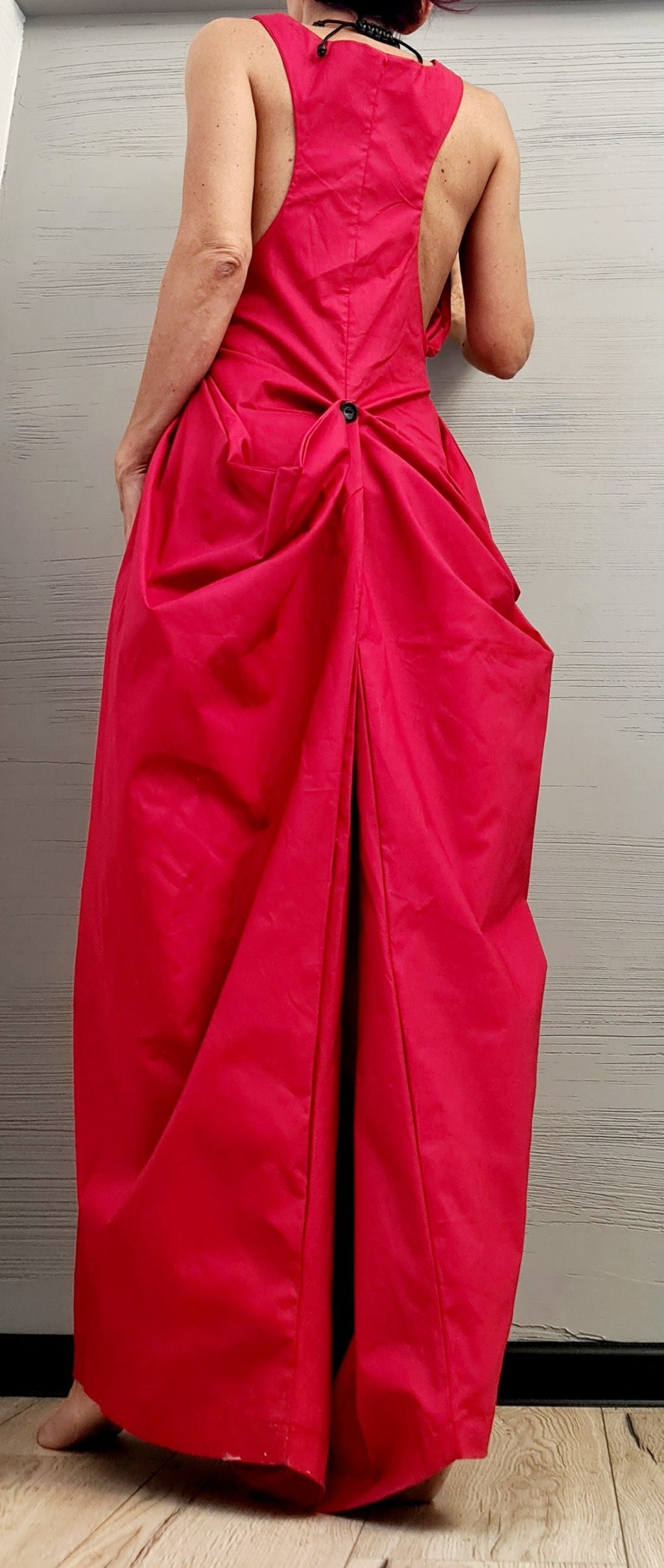 Royal Blue Open Back Maxi Dress, Sleeveless Loose Fit, Wide Silhouette, Adjustable Summer Design
