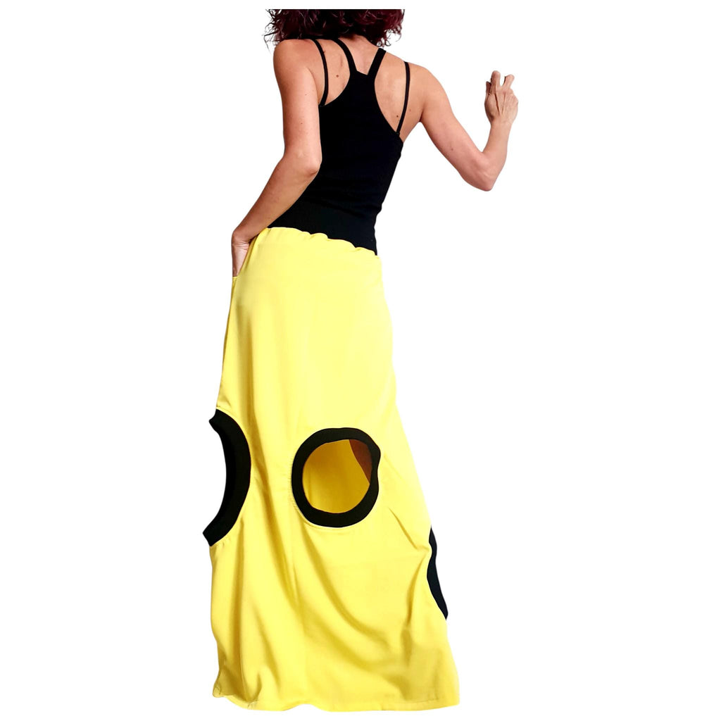 Gothic Asymmetric Black Maxi Skirt, Ball Cocktail Skirt