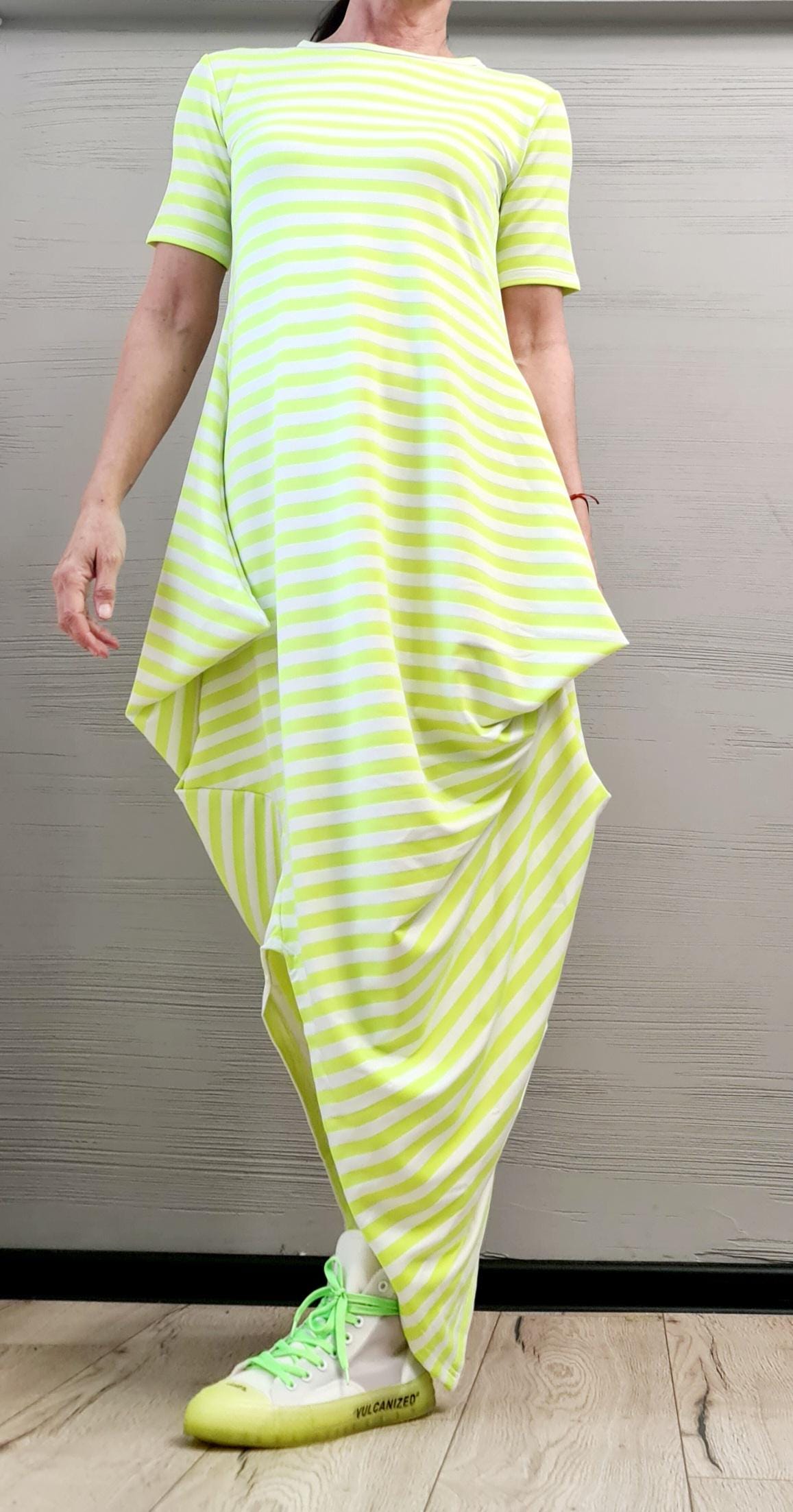 Asymmetric Long Dress, Plus Size Clothing, Short sleeve