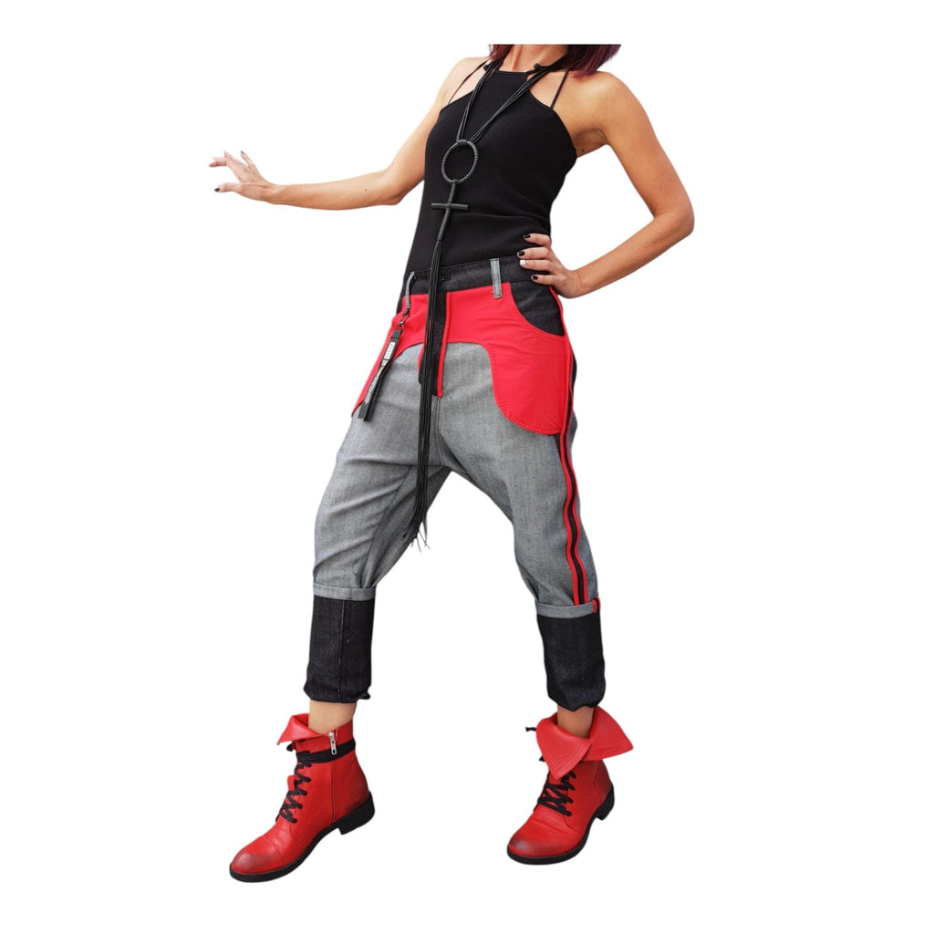 Denim Harem Pants: Women Boho Baggy Unisex Trousers