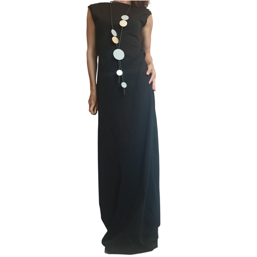 Black Gothic Maxi Dress Open Back Cotton French Terry Sleeveless Long Dress Women