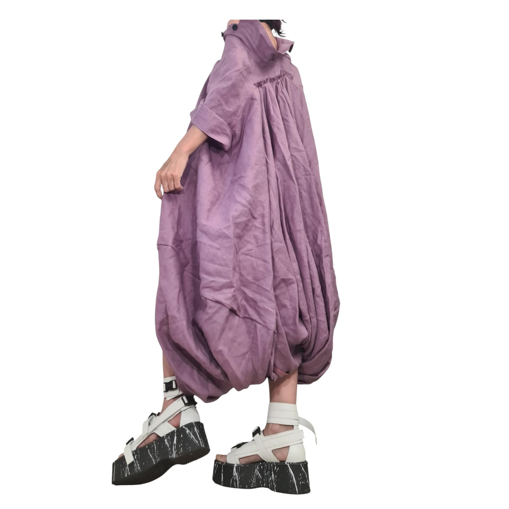 Purple Oversized Linen Tunic | Loose Voluminous Silhouette | fashion for women