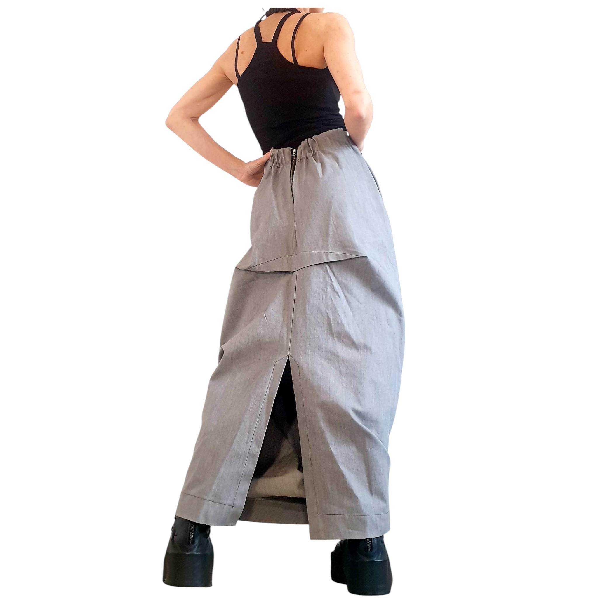 Asymmetric Wrap Maxi Skirt, Gothic A-Line Cocktail Skirt