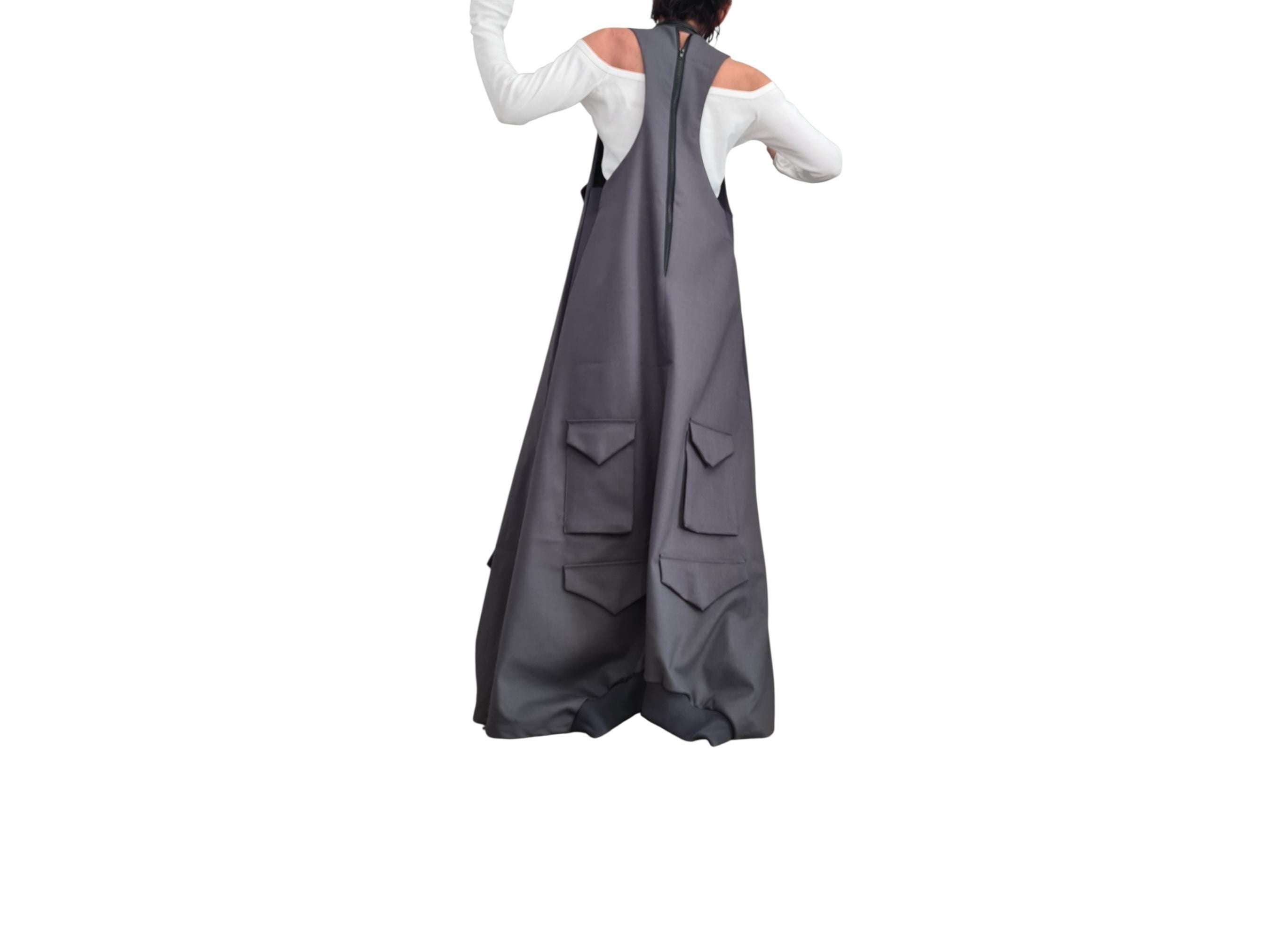 Avant Garde Asymmetric Maxi Dress | Oversized Cotton Sleeveless Gothic Design