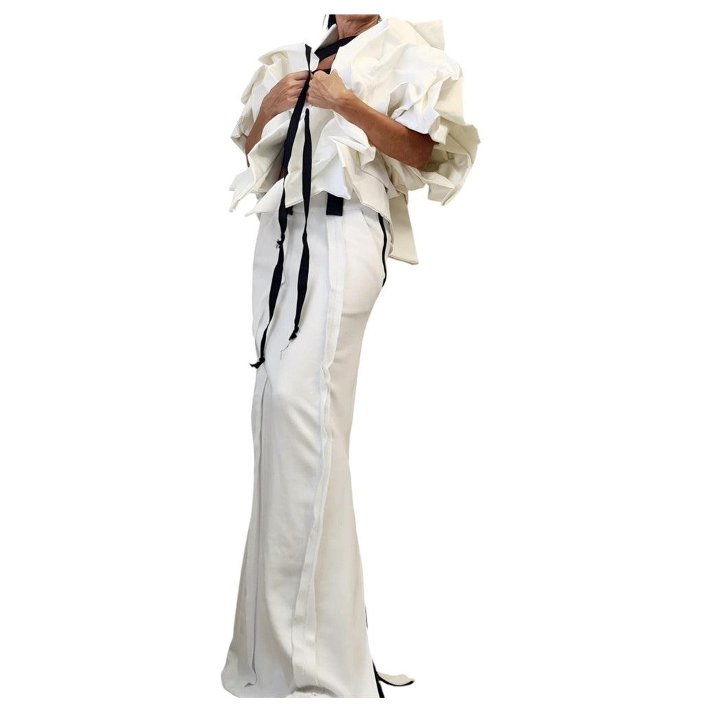 Women's Asymmetric Denim Jacket, White Short Style