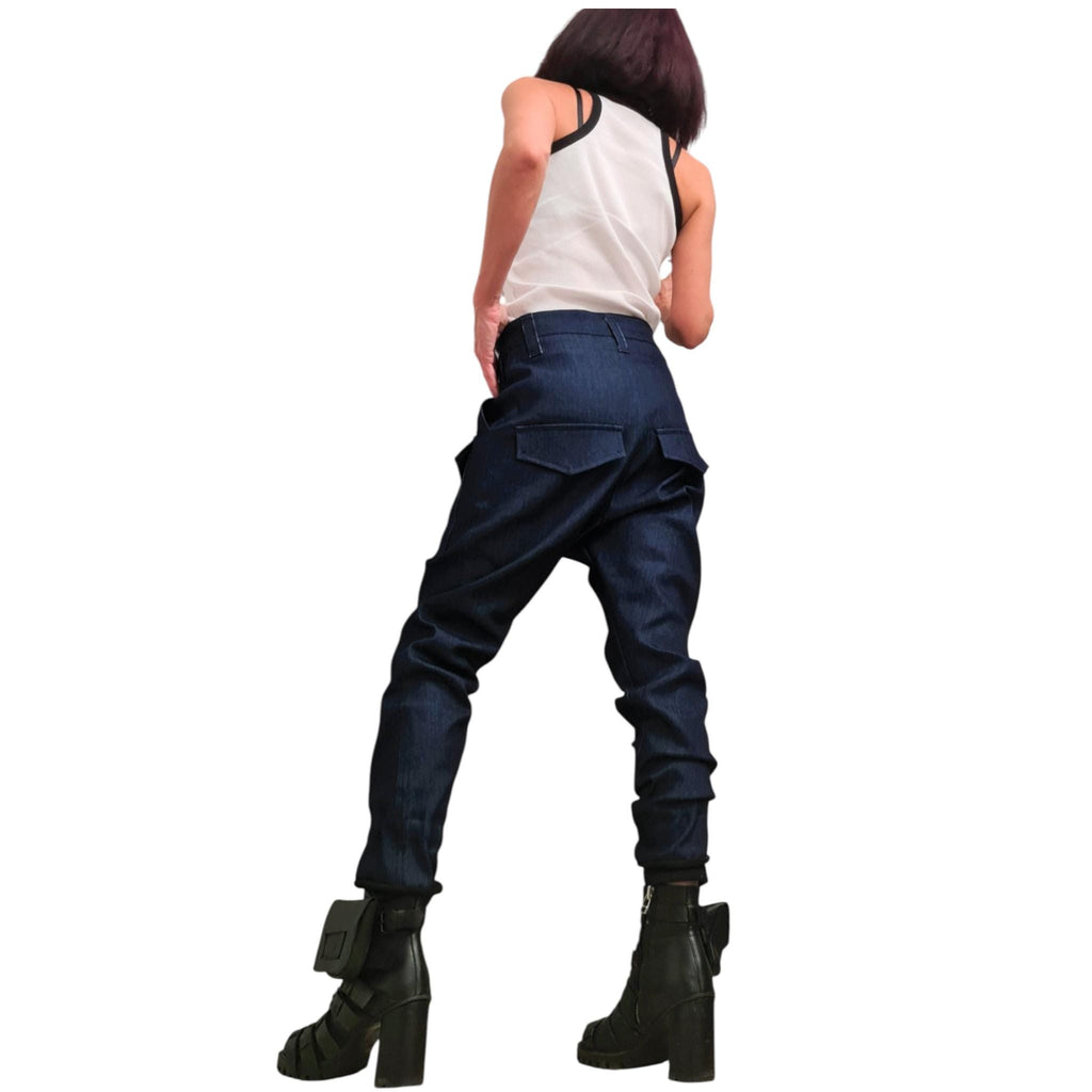 Denim Harem Pants: Urban Casual Style (Loose Fit, Pockets)