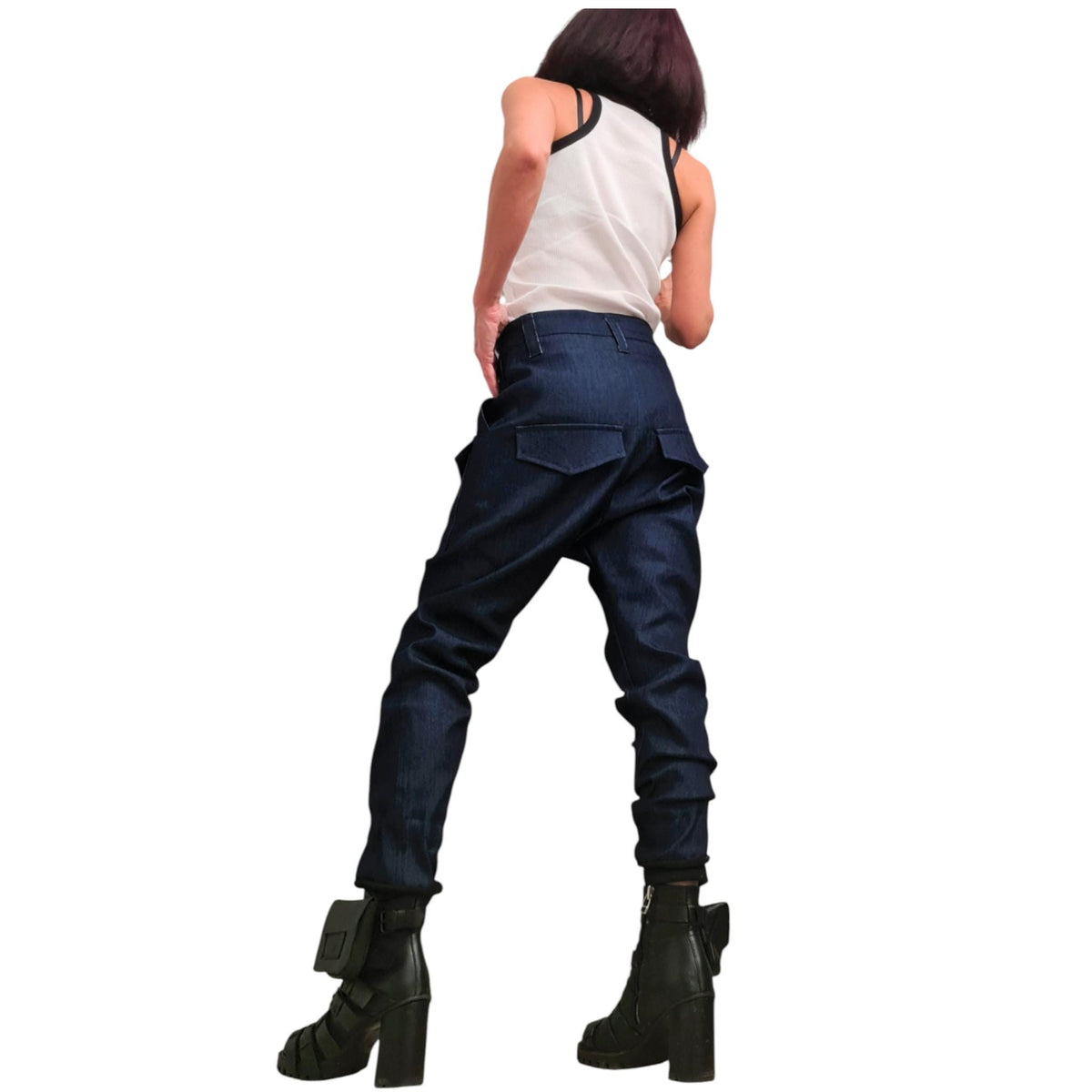 Denim Harem Pants: Urban Casual Style (Loose Fit, Pockets)