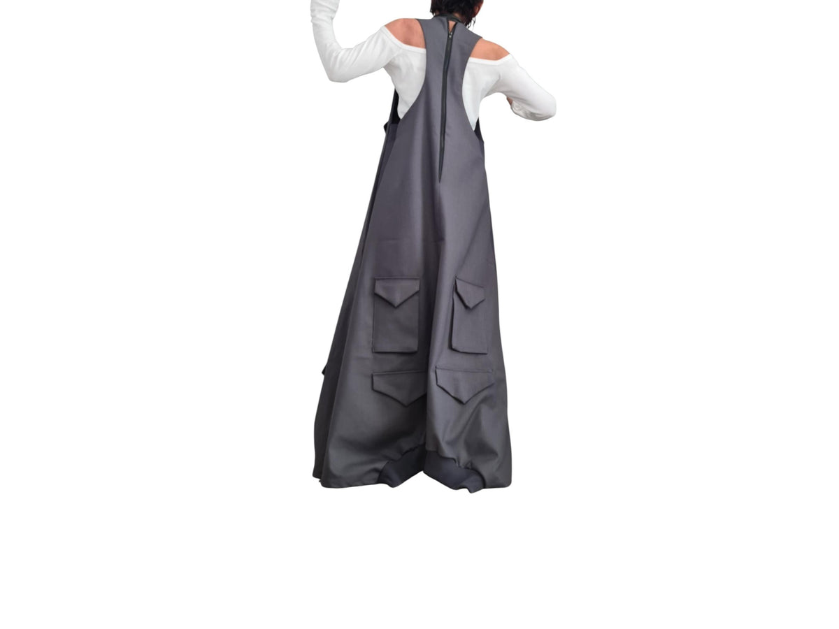 Avant Garde Asymmetric Maxi Dress | Oversized Cotton Sleeveless Gothic Design