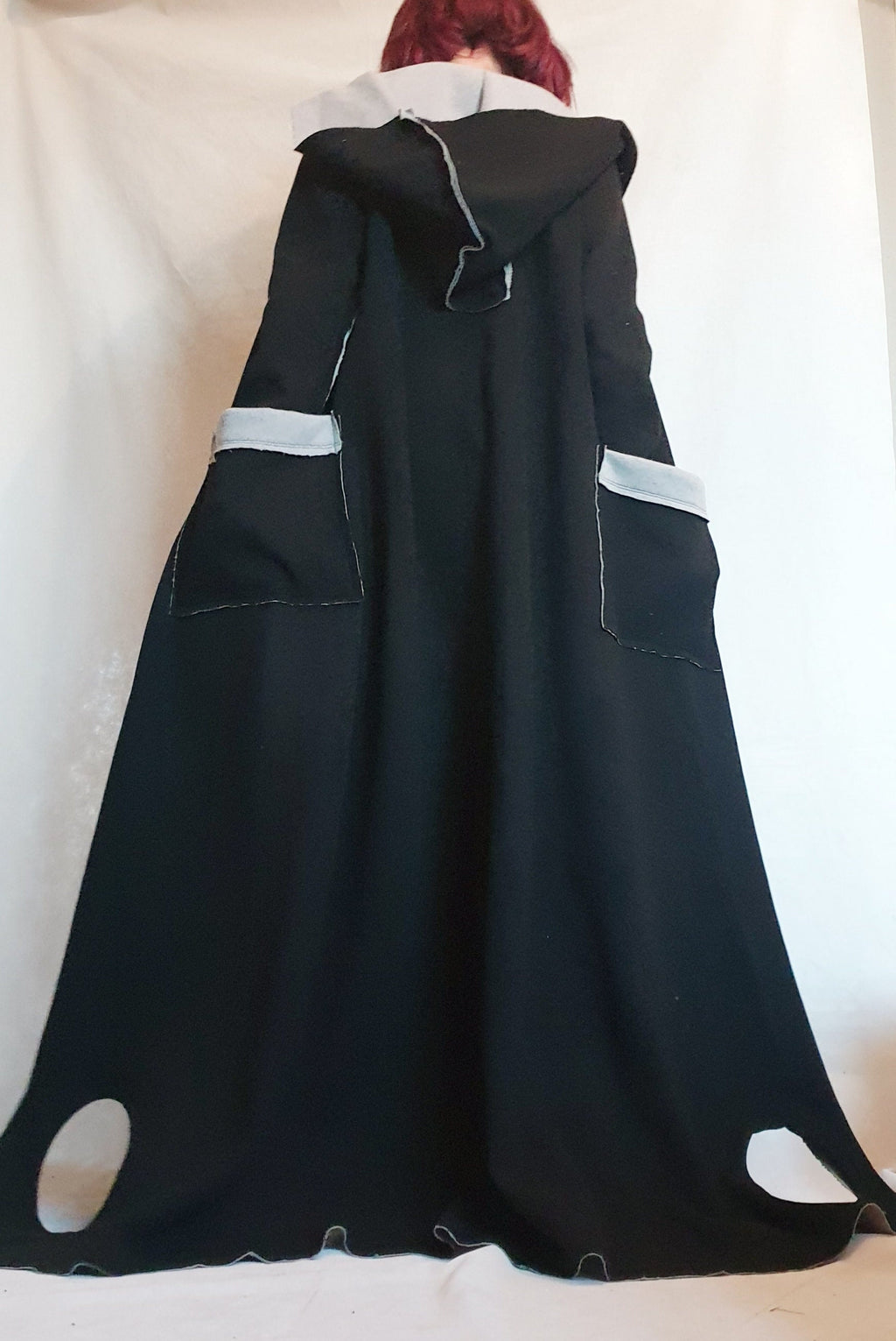 Black Grey Hooded Wool Vest, Plus Size Asymmetric Maxi Gilet, Long Knit Outerwear