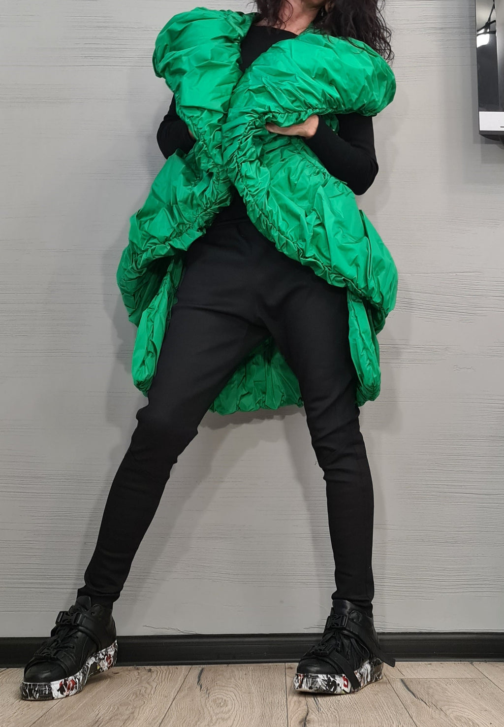 Green Oversized Puffer Vest, Sleeveless Winter Jacket, Plus Size Gilet