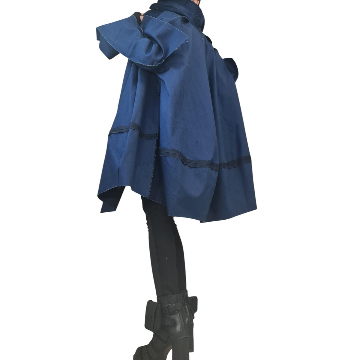 Handmade Asymmetric Denim Trench Coat,  Plus Size Clothing, Oversize Jacket