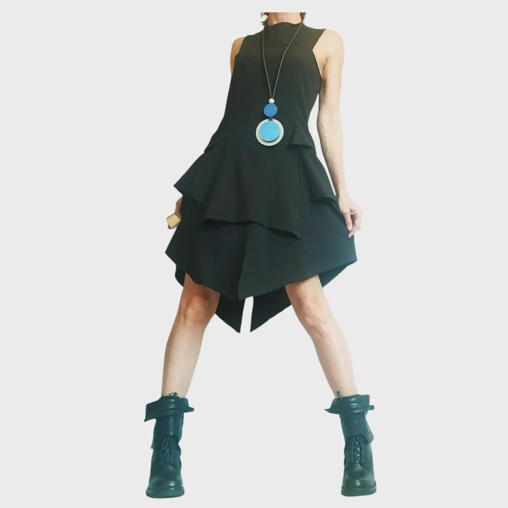 Royal Blue Extravagant Sleeveless Dress, Plus Size Futuristic Clothing