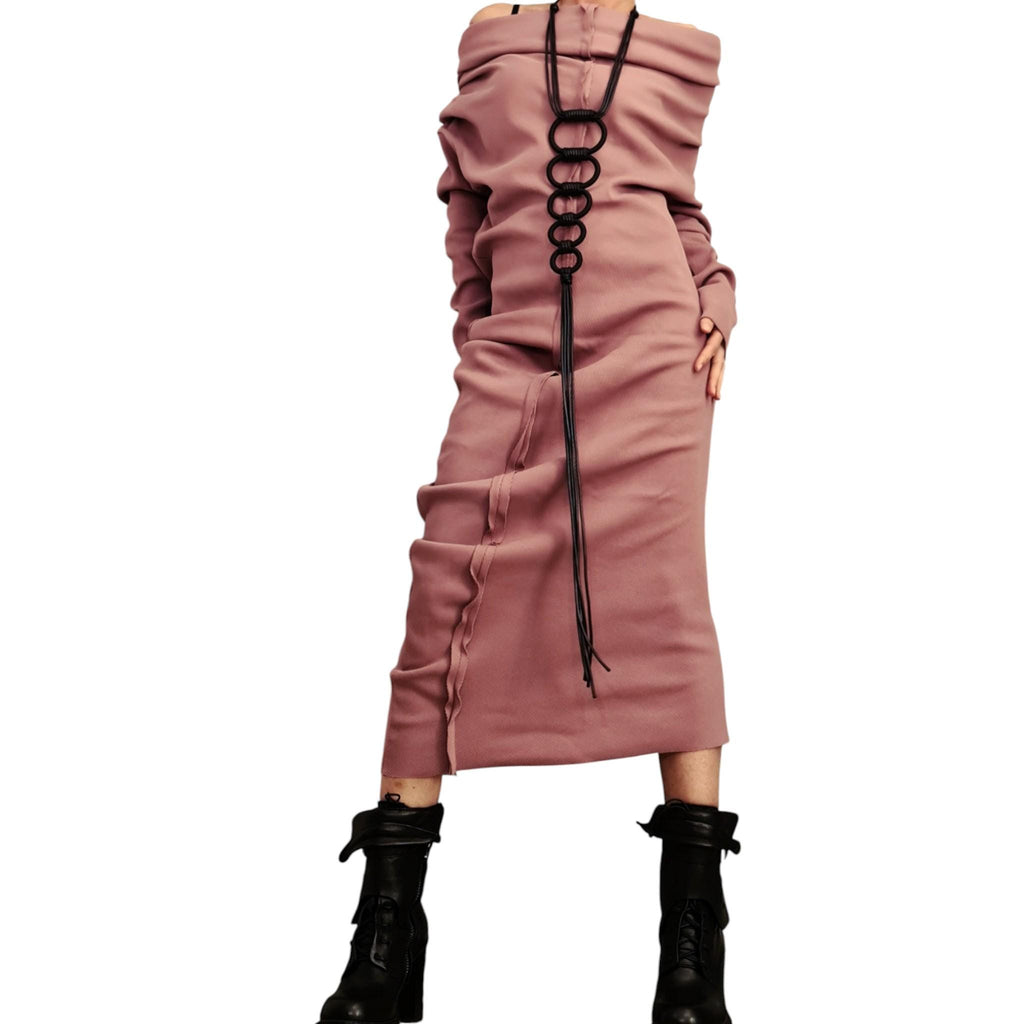 Asymmetric Cotton Dress, Avant Garde Blouson, Long Sleeve, Plus Size Clothing