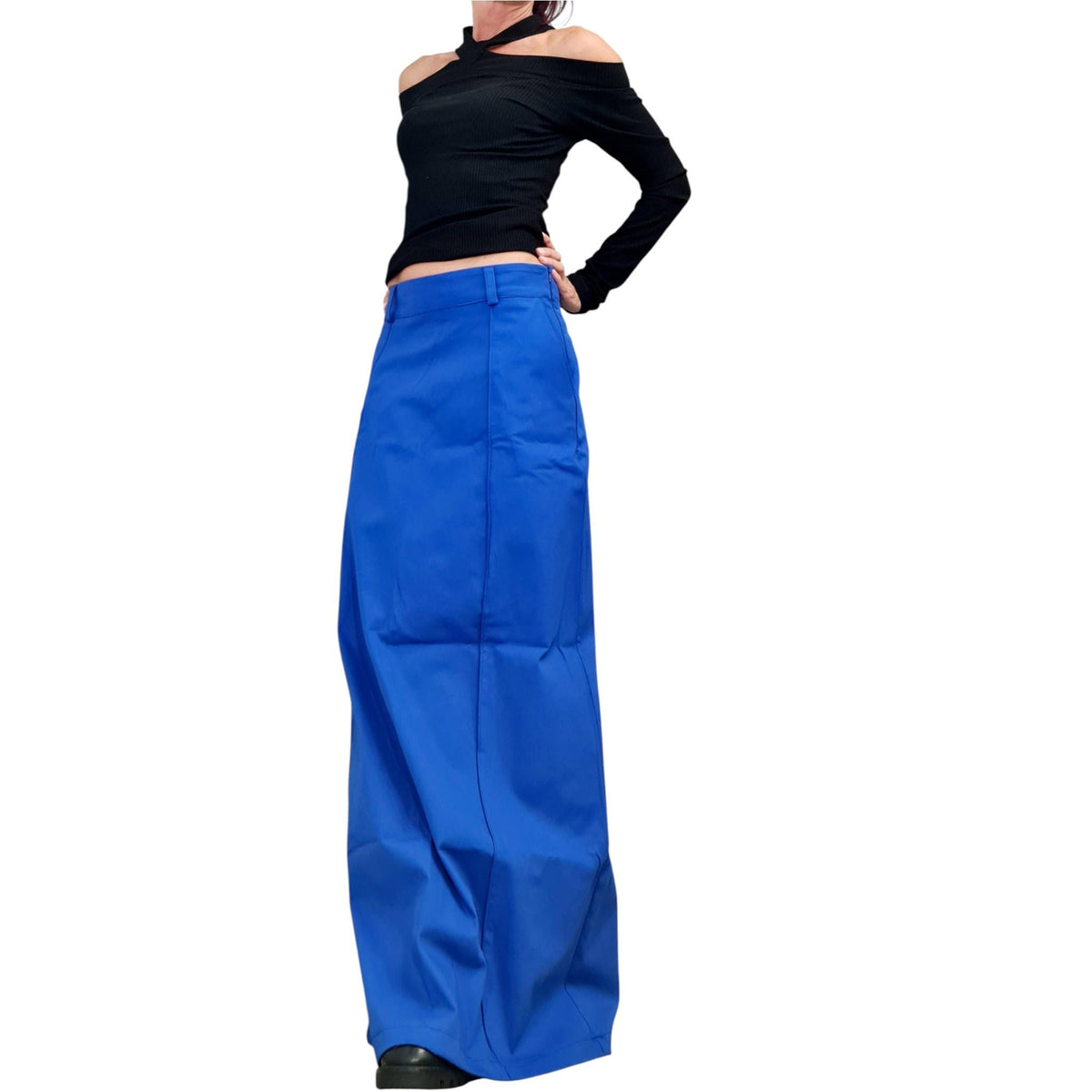 Royal Blue A-Line Maxi Skirt, Elegant Women's  Long Straight Formal Skirt