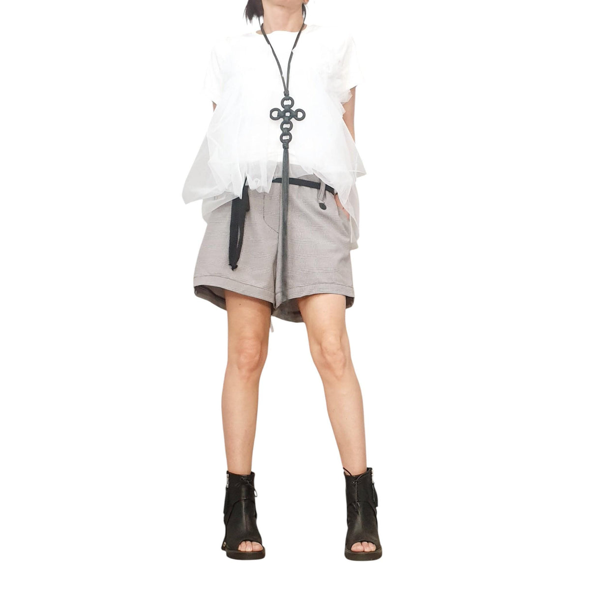 Avant Garde Cross Leather Necklace, Gothic Geometric Jewelry