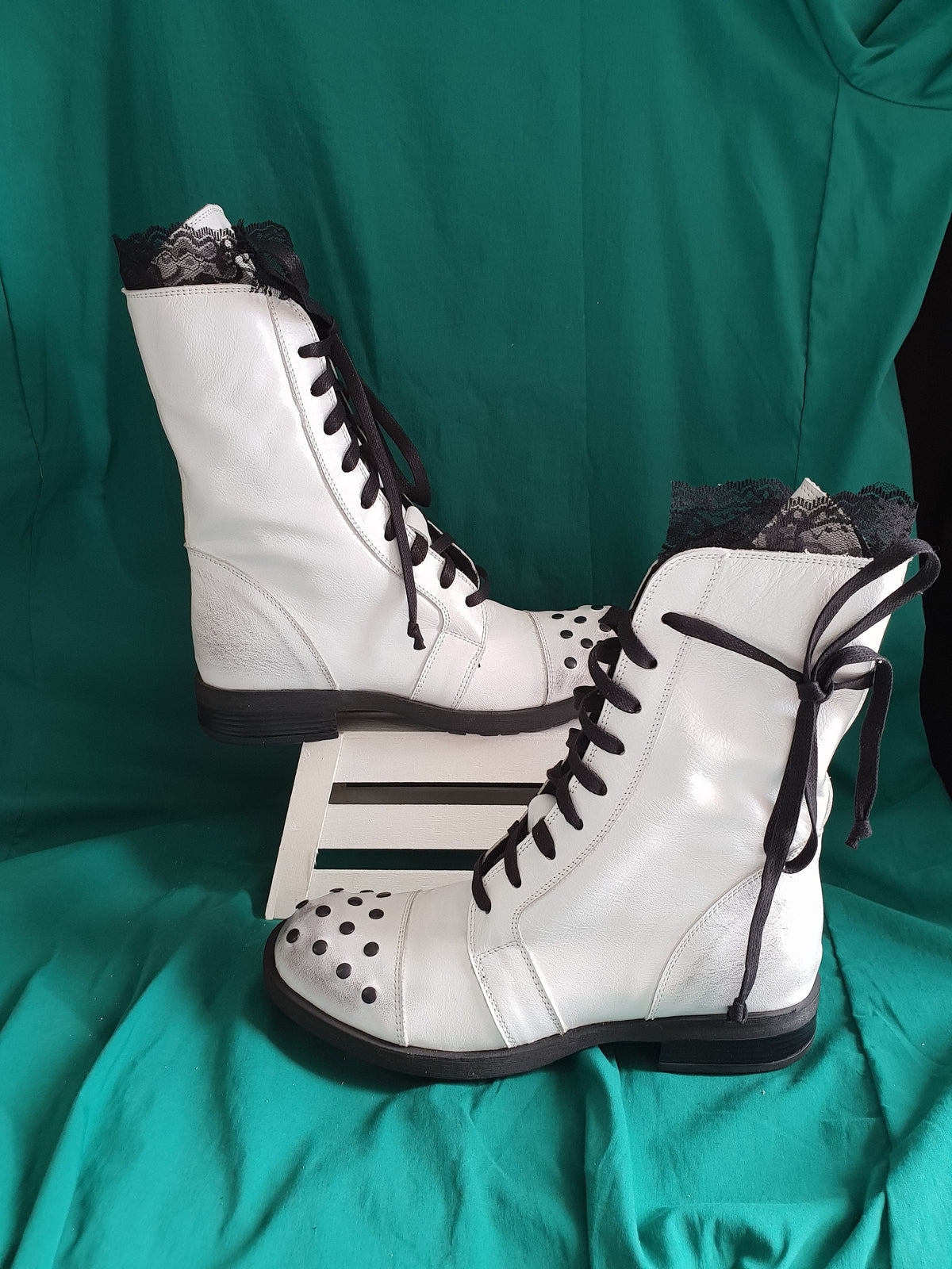 Women White Leather Boots, Ankle Weding Shoes