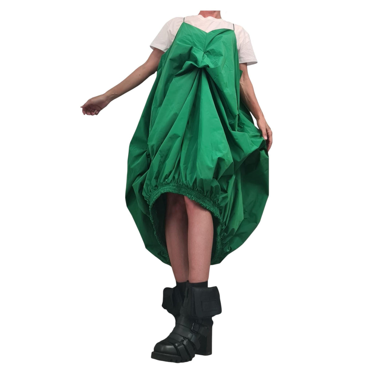 Green Long Short Loose Dress, Asymmetric Jumper Dress, Overall Tunic