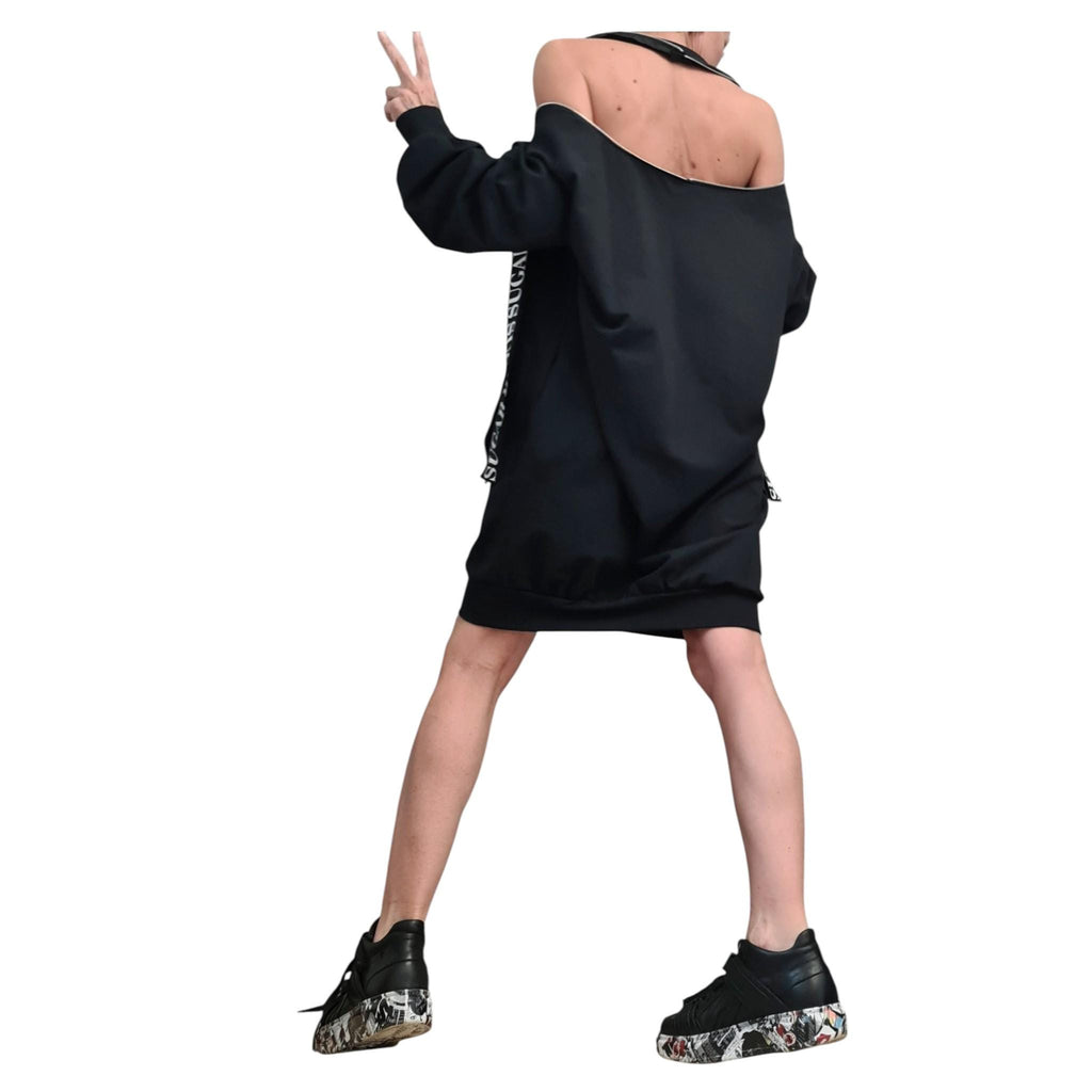 Asymmetric Tunic Dress: Loose Fit, Long Sleeve (Plus Sizes XS-5XL)