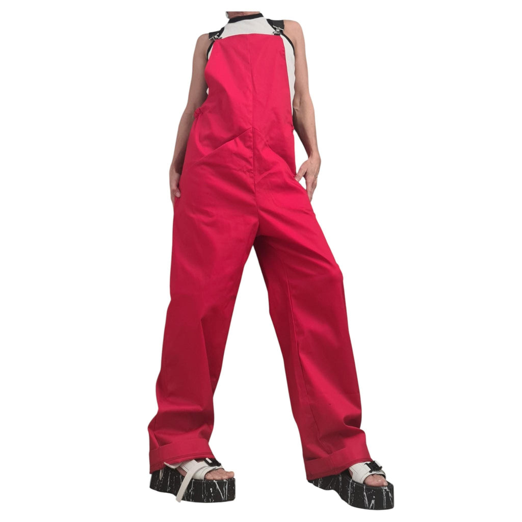 Extravagant Red Wide Leg Jumpsuit, Casual Woman Overalls
