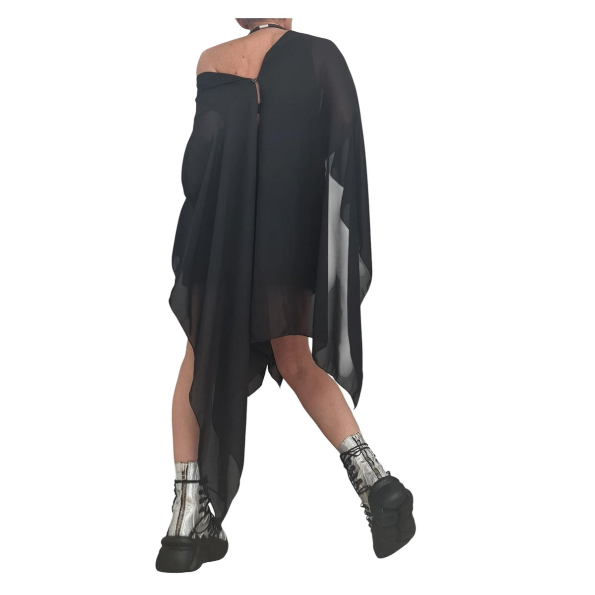 Asymmetric Midi Dress, One Shoulder Cocktail Tunic, Plus Size CottonTulle Dress