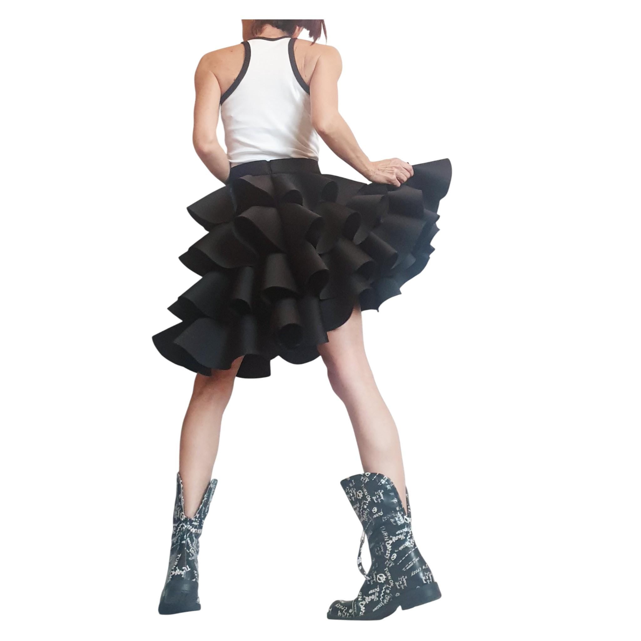 Circle Black Skirt, Extravagant Skirt, Ball Skirt, Cocktail Skirt, Gothic Skirt, Asymmetric Skirt, Wedding Skirt, Waist Skirtр Waves Skirt