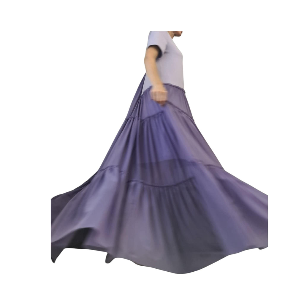 Lavender Asymmetric Cotton Tull Dress, Plus Size Maxi Clothing
