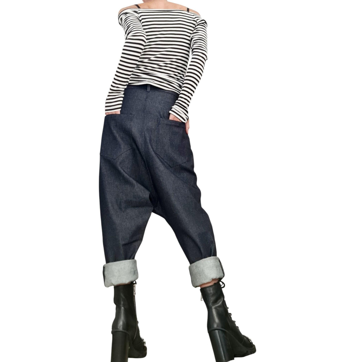 Denim Harem Pants, Unisex Baggy Boho Style, Extravagant Fit