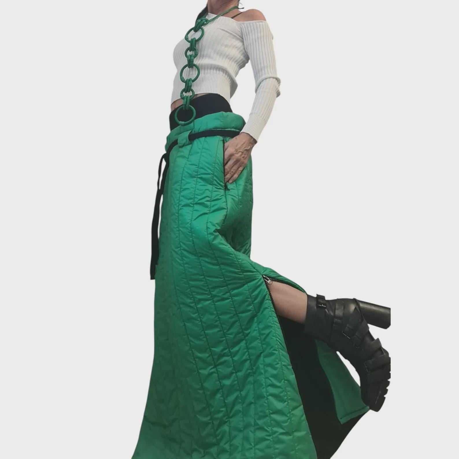 Extravagant Winter Skirt, Fashion in the mountains, Black&White, Long Winter Skirt, New collection 2025