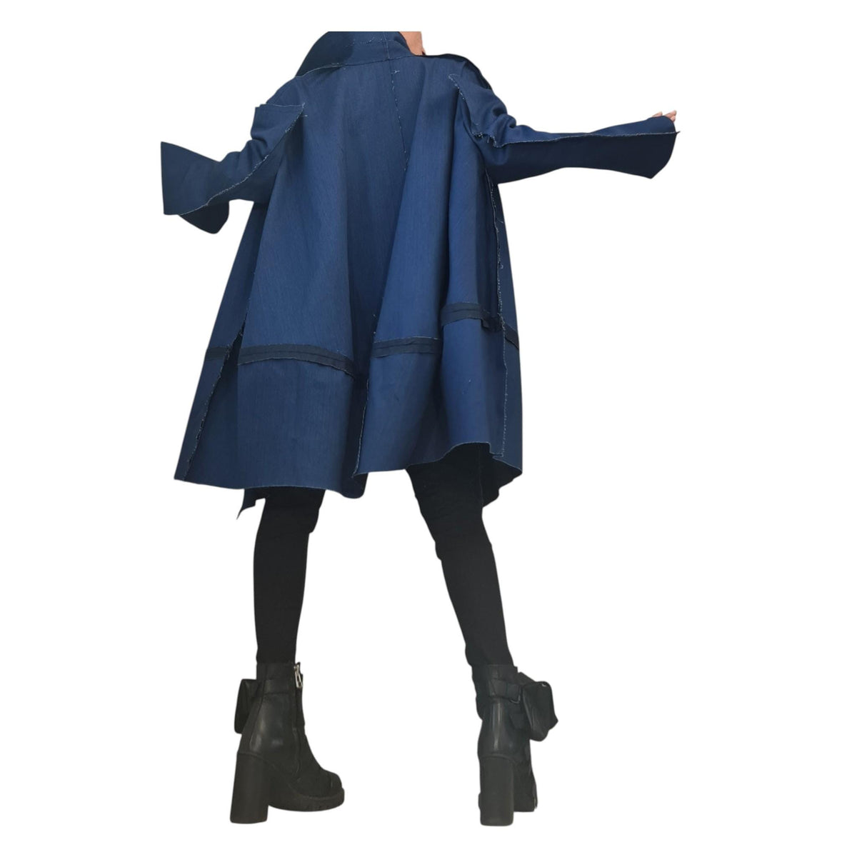 Handmade Asymmetric Denim Trench Coat,  Plus Size Clothing, Oversize Jacket