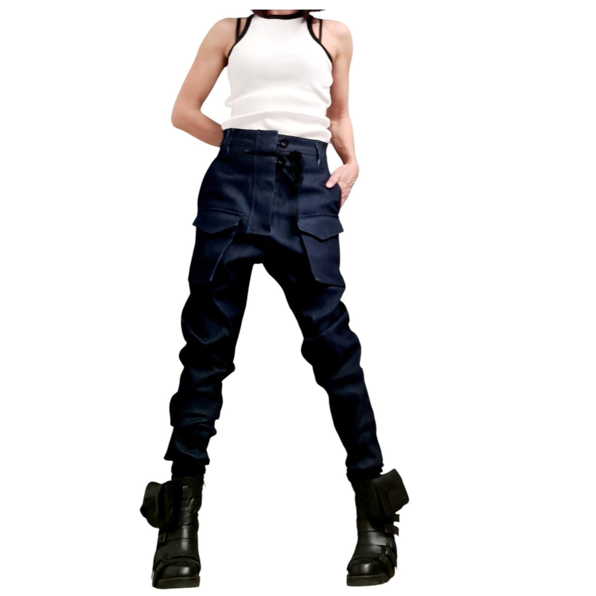 Denim Harem Pants: Urban Casual Style (Loose Fit, Pockets)