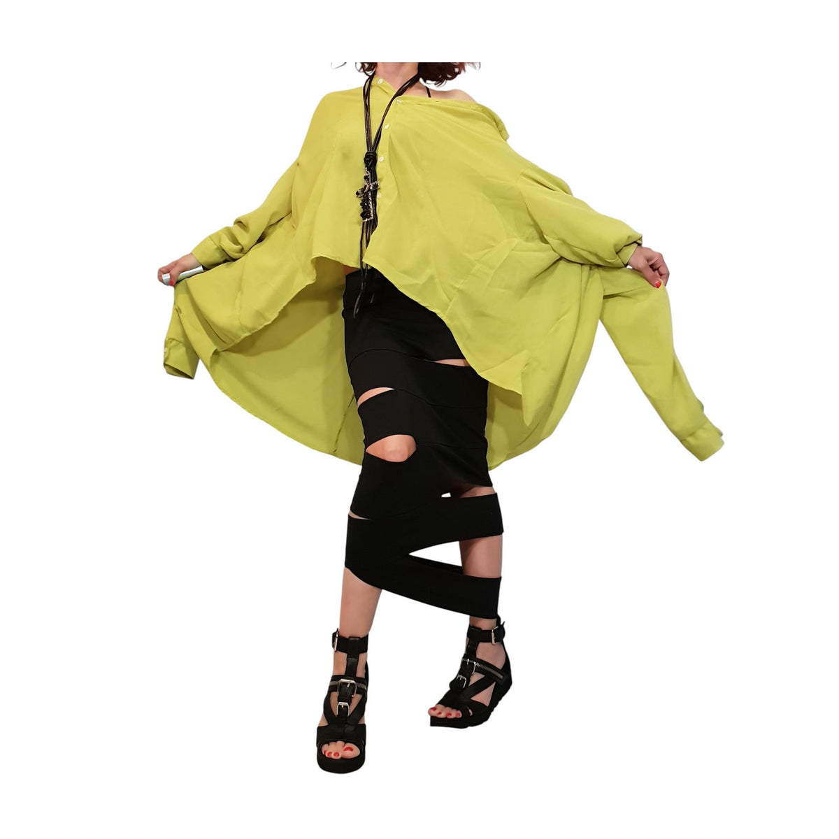 White Chiffon Extravagant Oversized Shirt, Deconstructed Avant Garde Tunic, Loose Top