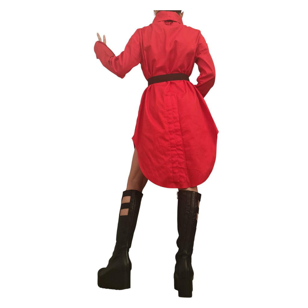 Red Asymmetric Shirt, Designer Oversized Tunic Avant Garde Clothing, Dress for Women